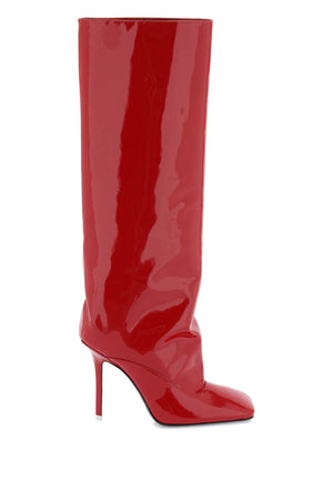 Red Patent Leather Square Toe Tube Boots for Women from THE ATTICO