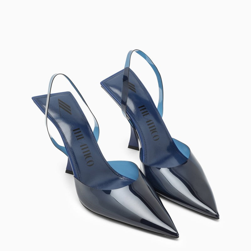 Electric Blue Pointed PVC Slingback for Women