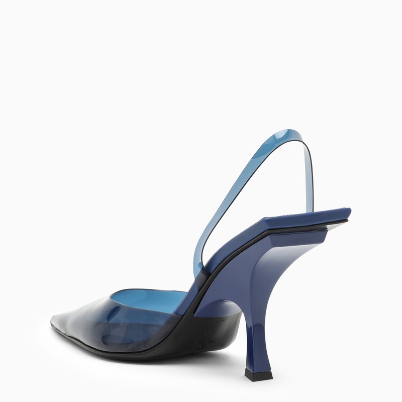 Electric Blue Pointed PVC Slingback for Women