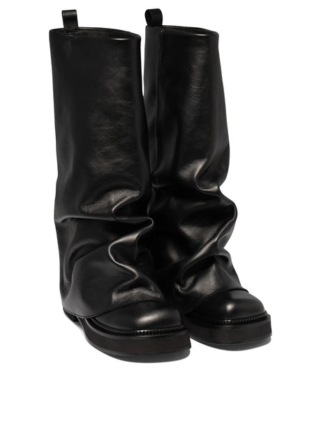 THE ATTICO Black Leather Combat Boots - SS24 Collection