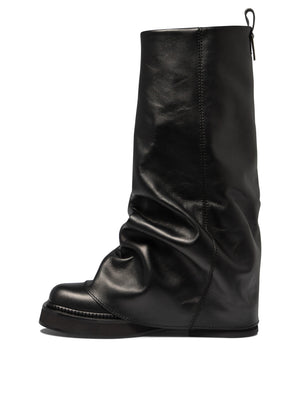 THE ATTICO Black Leather Combat Boots - SS24 Collection