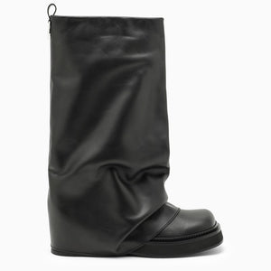 THE ATTICO Sleek Black Leather Combat Boots for Women