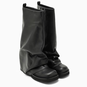 THE ATTICO Sleek Black Leather Combat Boots for Women