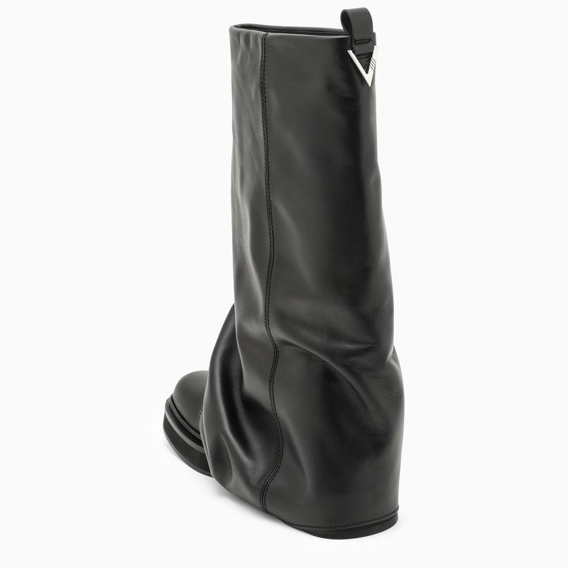 THE ATTICO Sleek Black Leather Combat Boots for Women