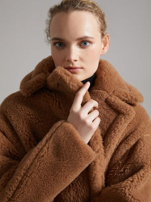 MAX MARA Luxurious Camel Wool Blend Teddy Jacket