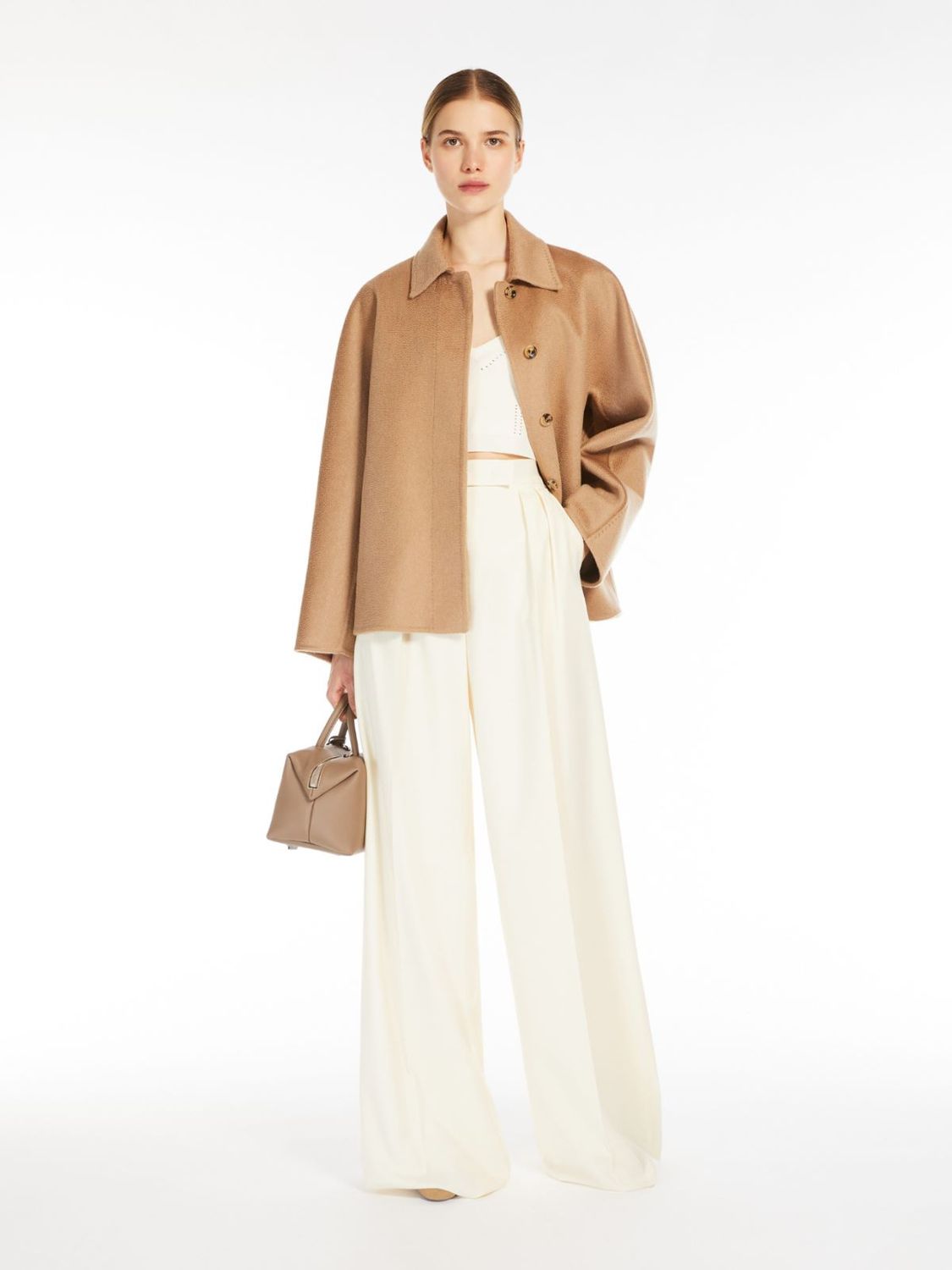 MAX MARA Luxurious Mini Cashmere Jacket in Camel