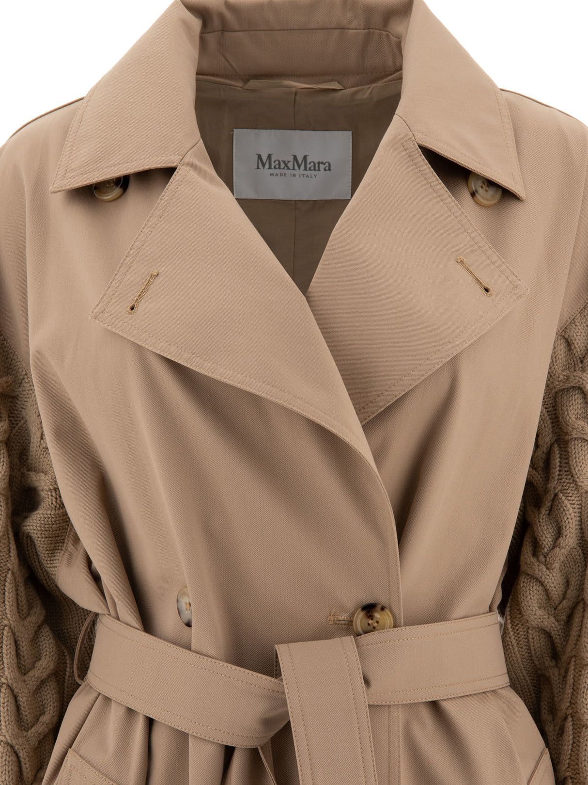 MAX MARA Classic Beige Trench Coat in Water-Repellent Wool Blend