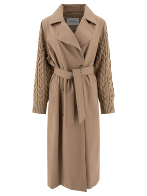 MAX MARA Classic Beige Trench Coat in Water-Repellent Wool Blend