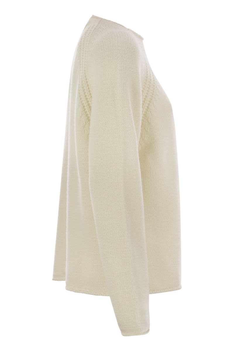 MAX MARA Cashmere Yarn Sweater with Central Braid Detail - Women’s Soft-Volume Design