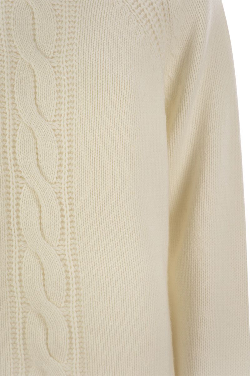 MAX MARA Cashmere Yarn Sweater with Central Braid Detail - Women’s Soft-Volume Design