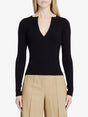 MAX MARA Elegant V-Motif Ribbed Silk-Cashmere Long Sleeve Top