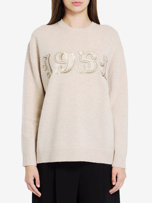 MAX MARA Elegant Beige Sequined Sweater