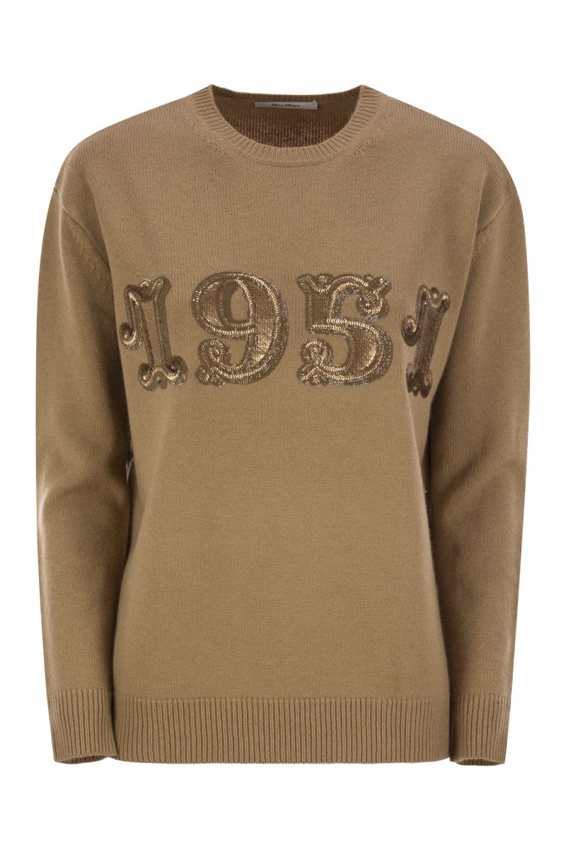 MAX MARA Luxurious Wool & Cashmere Pullover with Sequin Motif