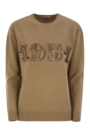 MAX MARA Luxurious Wool & Cashmere Pullover with Sequin Motif