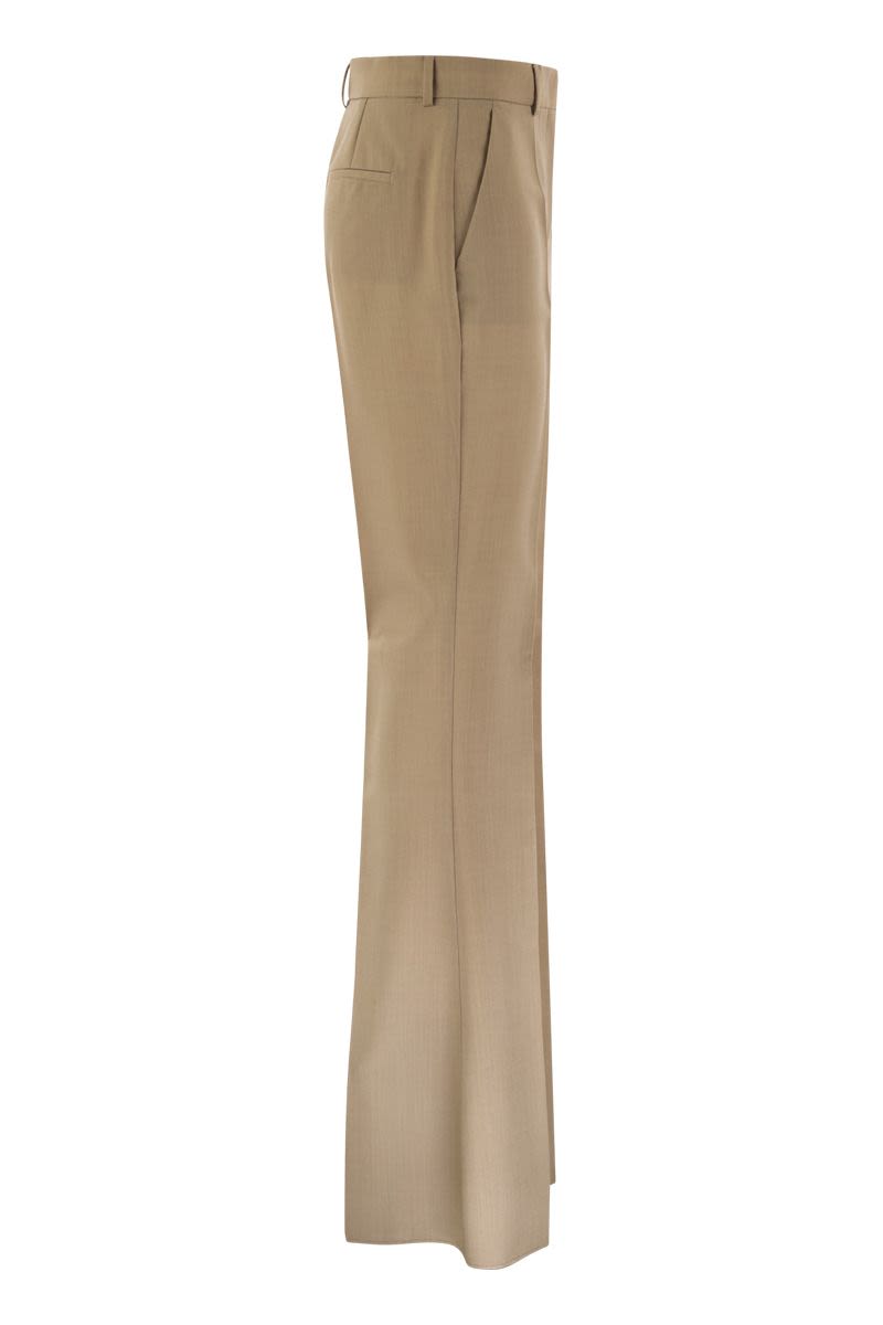 MAX MARA SPORTMAX Beige Flared Wool-Blend Trousers