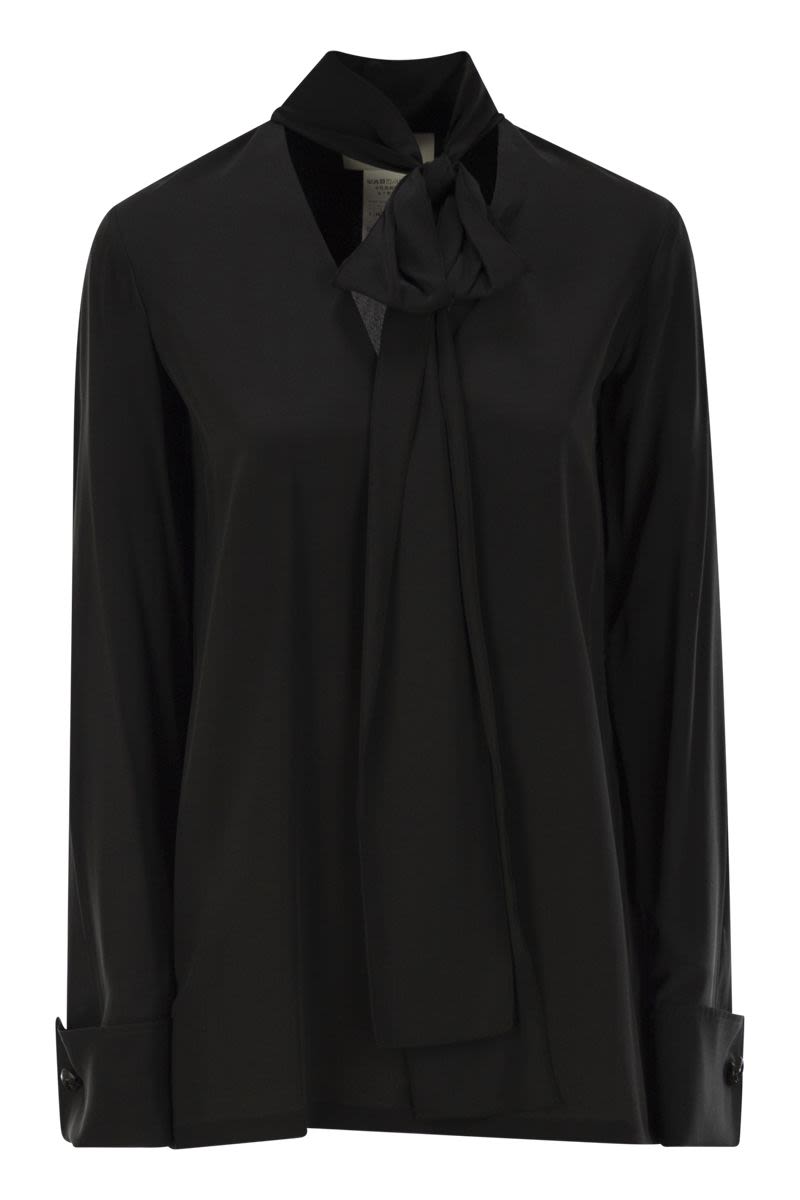 MAX MARA SPORTMAX Elegant Silk Crepe Blouse with Neck Sash