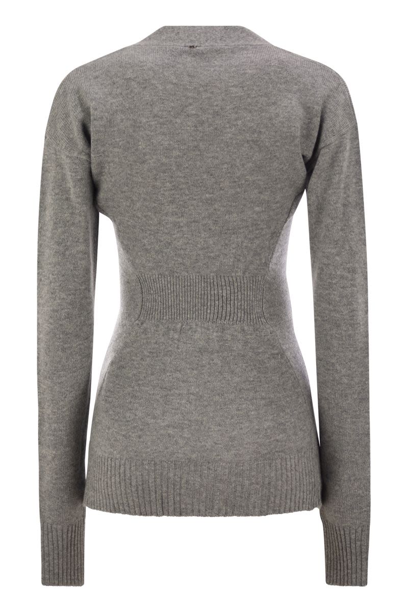 MAX MARA SPORTMAX Wool-Cashmere Blend Cardigan with V-Neckline