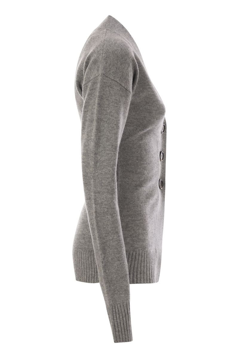 MAX MARA SPORTMAX Wool-Cashmere Blend Cardigan with V-Neckline