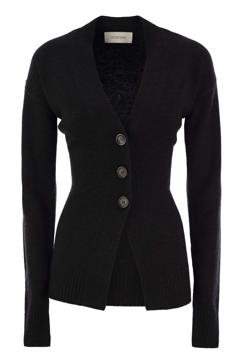 MAX MARA SPORTMAX Wool-Cashmere Blend Cardigan with V-Neckline