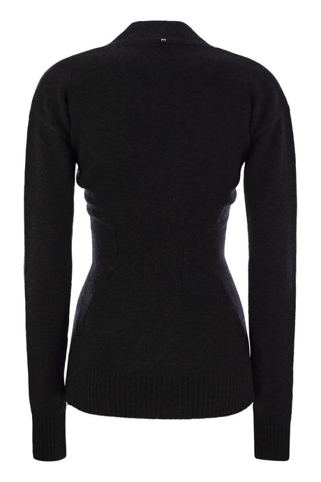 MAX MARA SPORTMAX Wool-Cashmere Blend Cardigan with V-Neckline