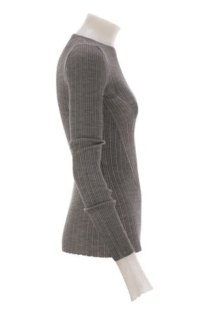 MAX MARA SPORTMAX Feminine Fit Turtle Neck Sweater with Directional Ribbing