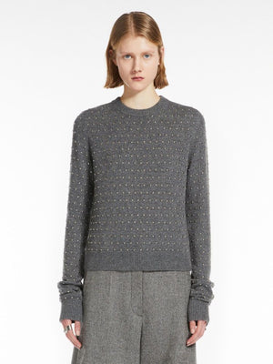 MAX MARA SPORTMAX Slim Fit Studded Cashmere Blend Crew-Neck Sweater