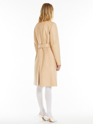 MAX MARA SPORTMAX Luxury Soft Leather Trench Coat with Geometric Pockets