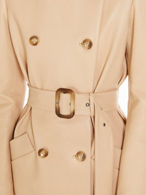 MAX MARA SPORTMAX Tan Lamb Leather Trench for Women