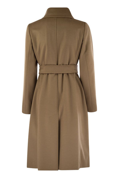 MAX MARA Wool Double-Breasted Long Jacket with Belt