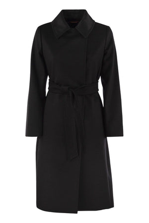 MAX MARA Wool Double-Breasted Long Jacket with Belt