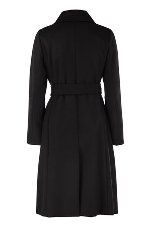 MAX MARA Wool Double-Breasted Long Jacket with Belt