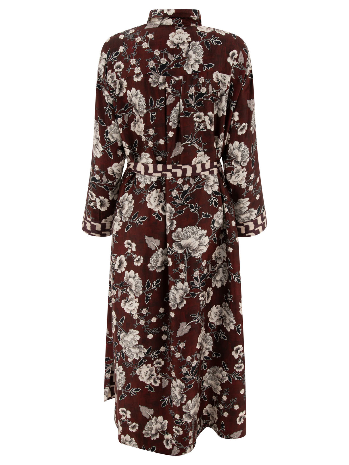 MAX MARA Reversible Silk Midi Shirt Dress in Bordeaux