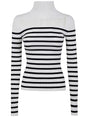 JEAN PAUL GAULTIER Ribbed Mariniere Pullover with Trendy Transparent Window Detail