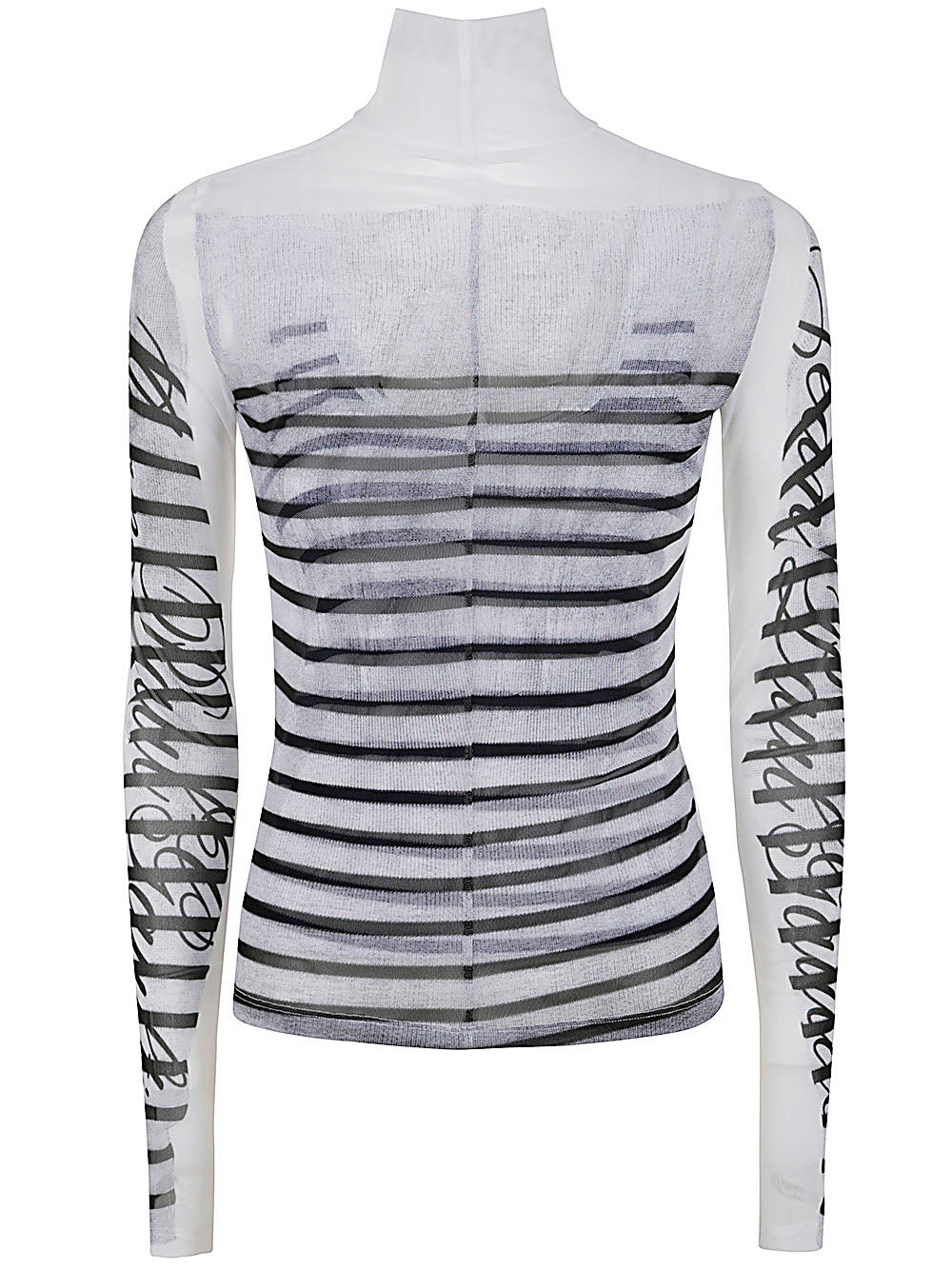 JEAN PAUL GAULTIER Long Sleeve Spandex and Mesh Top with Feather Print