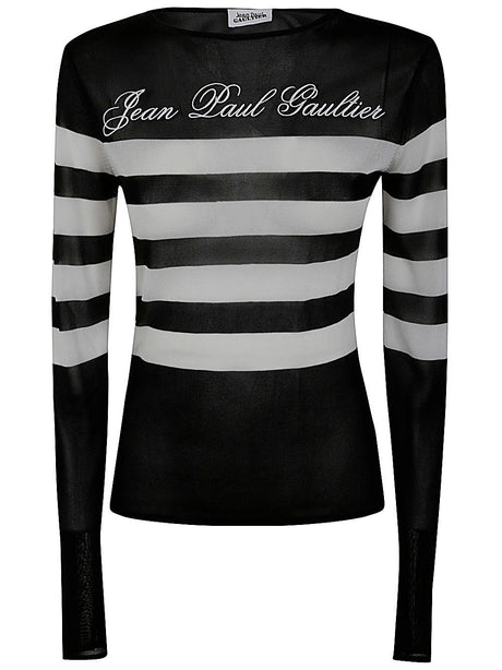 JEAN PAUL GAULTIER Transparent Viscose Striped Top