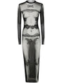 JEAN PAUL GAULTIER Mesh Long Dress with Body Lace Print