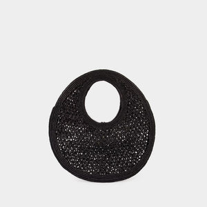 JACQUEMUS Mini Round Raffia Handbag with Gold Charms