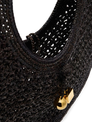 JACQUEMUS Circular Raffia Handbag with Charm Detail