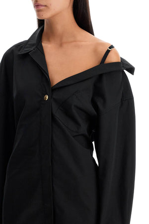 JACQUEMUS Chic Mini Shirt Dress with Asymmetrical Neckline