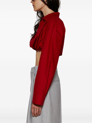 JACQUEMUS Mini Cropped Asymmetric Hem Shirt