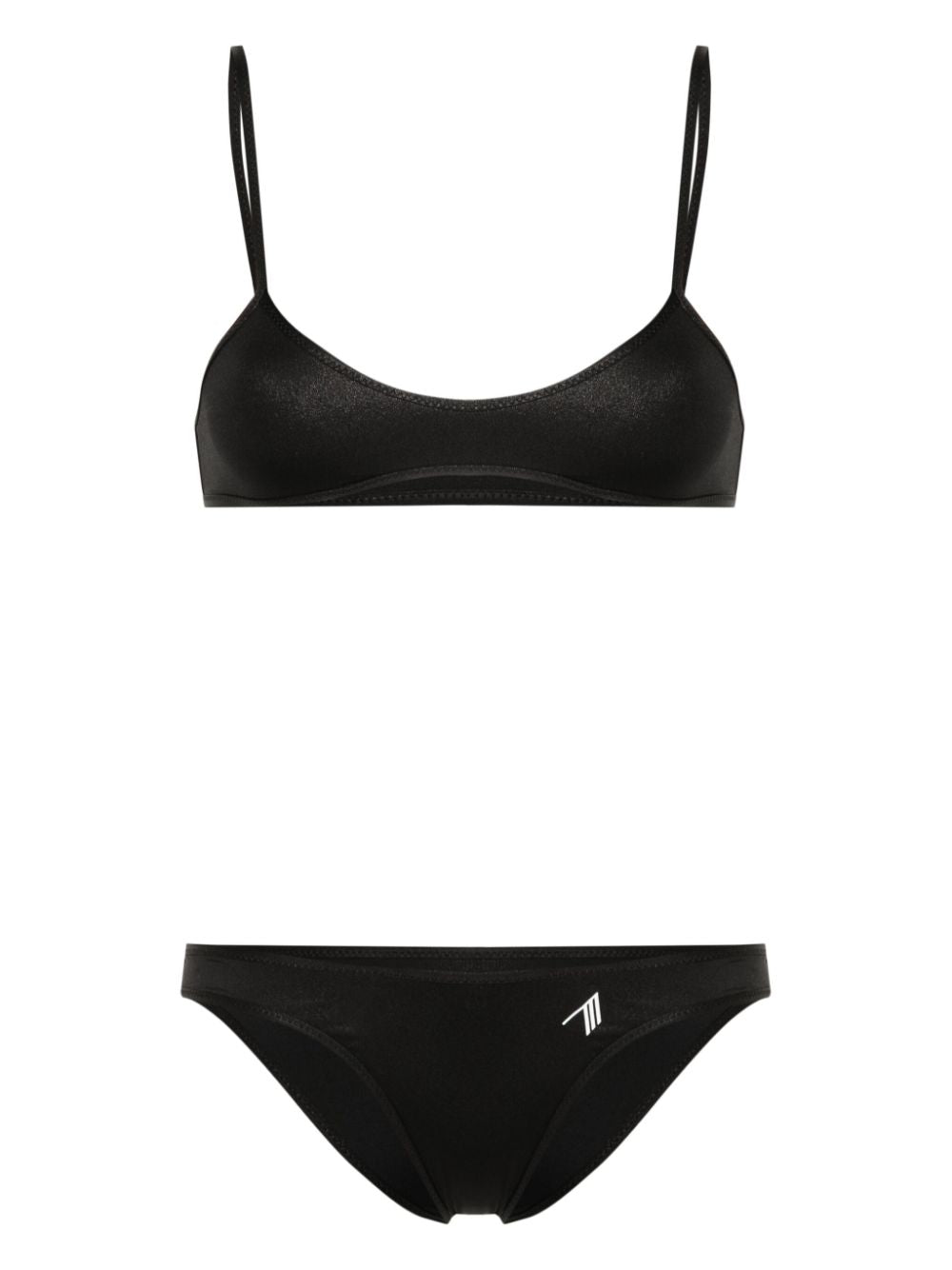 THE ATTICO Women's Black Wet Effect Lycra Bikini Set for SS24