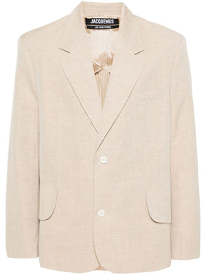 JACQUEMUS Beige Linen-Virgin Wool Blend Men's Blazer Jacket for SS24