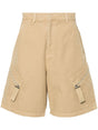 JACQUEMUS Mid-Rise Beige Cotton Canvas Mini Shorts