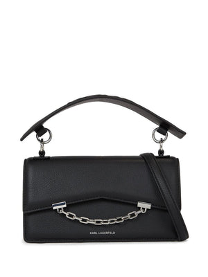 KARL LAGERFELD Grainy Black Mini Handbag with Silver Logo