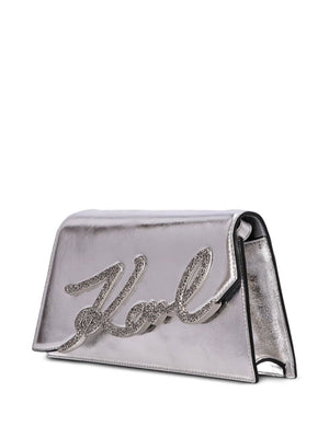 KARL LAGERFELD Signature Mini Handbag with Rhinestone Logo