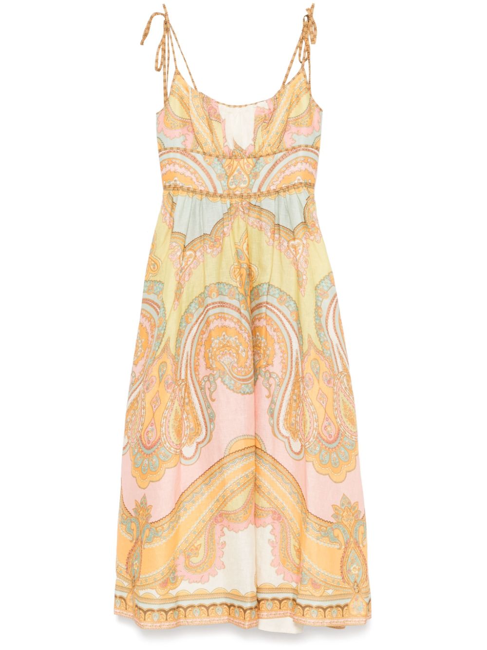 ZIMMERMANN Printed Linen Midi Dress