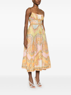 ZIMMERMANN Printed Linen Midi Dress