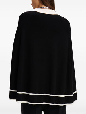 KARL LAGERFELD Sophisticated Black Cape Tunic with Chic Neck Detail