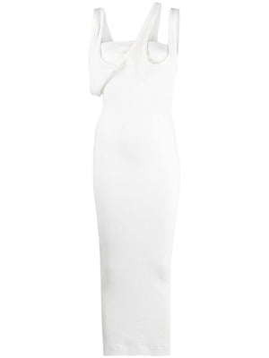 THE ATTICO White Ribbed Asymmetric Dress for Women