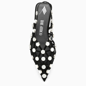 باليرينا شبكية سوداء: أحذية جلدية نسائية بأحزمة مزينة لموسم الربيع/الصيف 2024